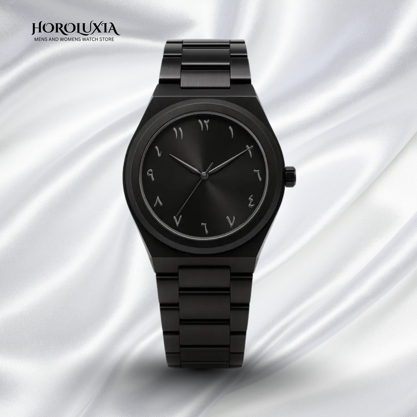 Black Arabic Dial Metal Aura Watch