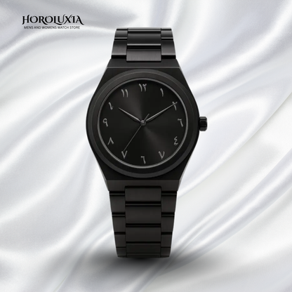 Black Arabic Dial Metal Aura Watch