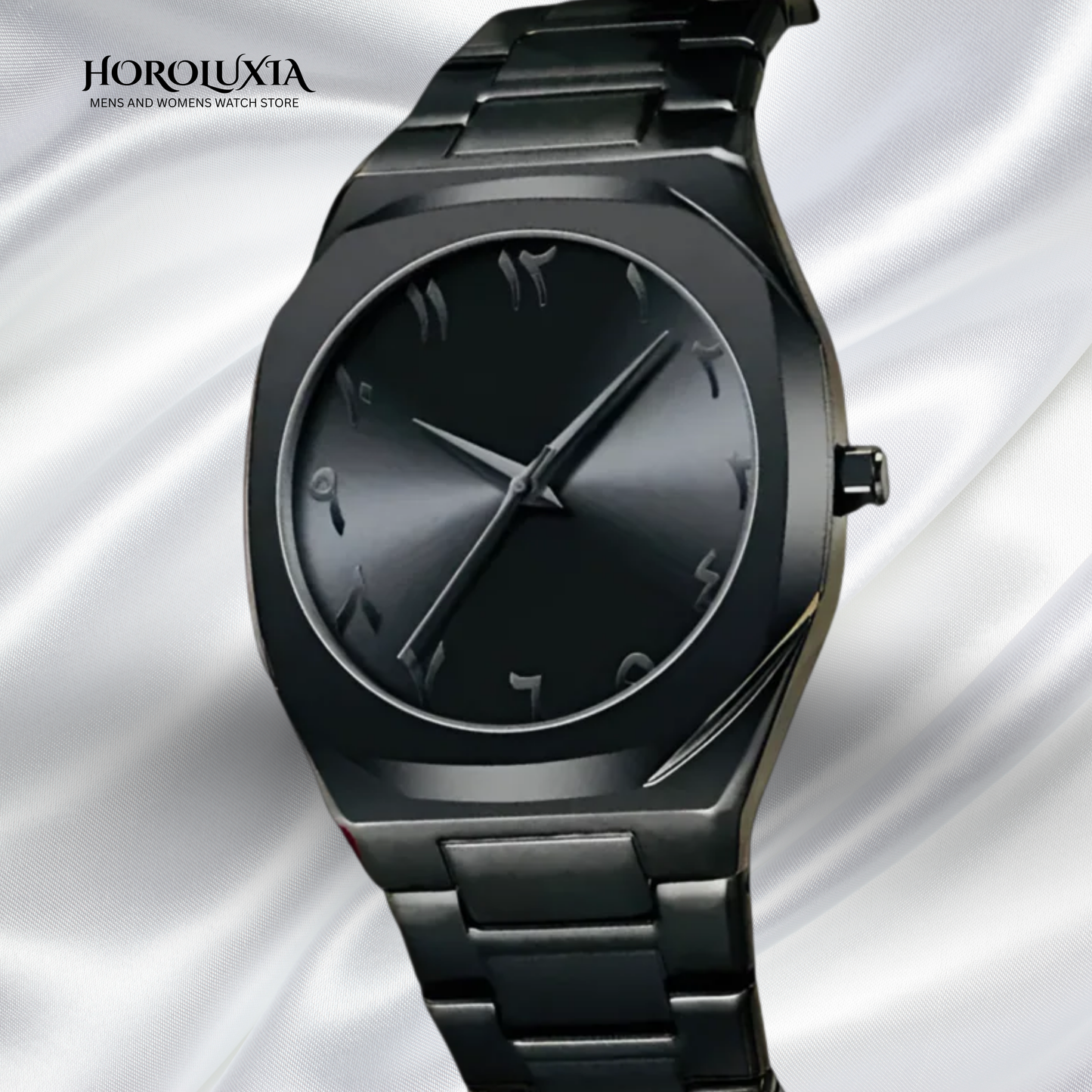 Black Arabic Dial Metal Aura Watch